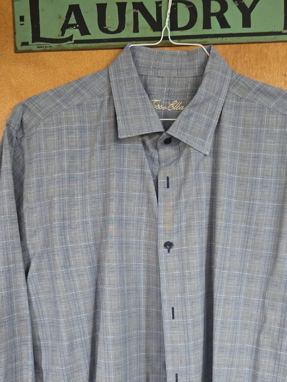 Tasso Elba Gray Plaid Men’s Dress Shirt